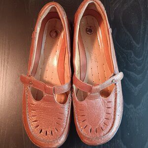 Clarks Unstructured Brown Leather Mary Jane T-Strap Shoes/Sandals Women's 7W